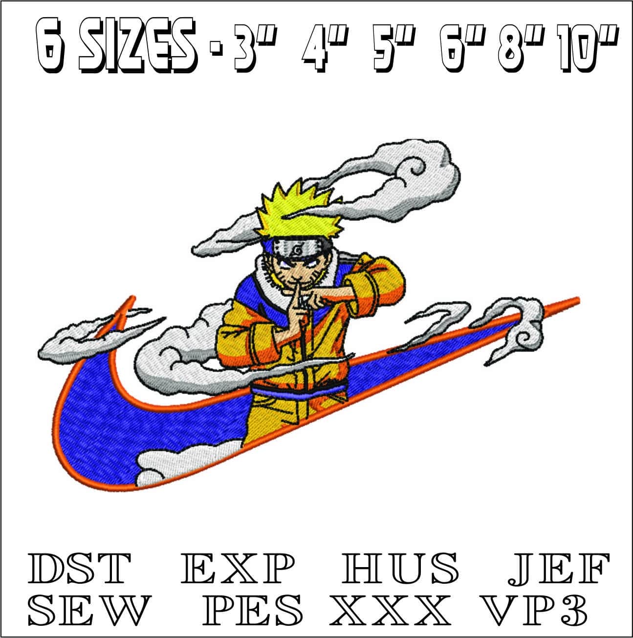 Nike Swoosh Unzumaki Naruto - Anime- Elegant embroidery design file - instant download — view 2