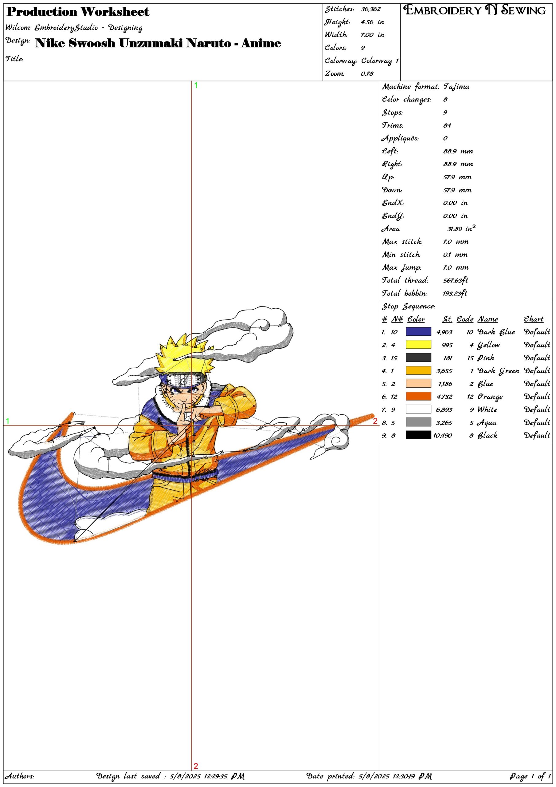 Nike Swoosh Unzumaki Naruto - Anime- Elegant embroidery design file - instant download — view 3