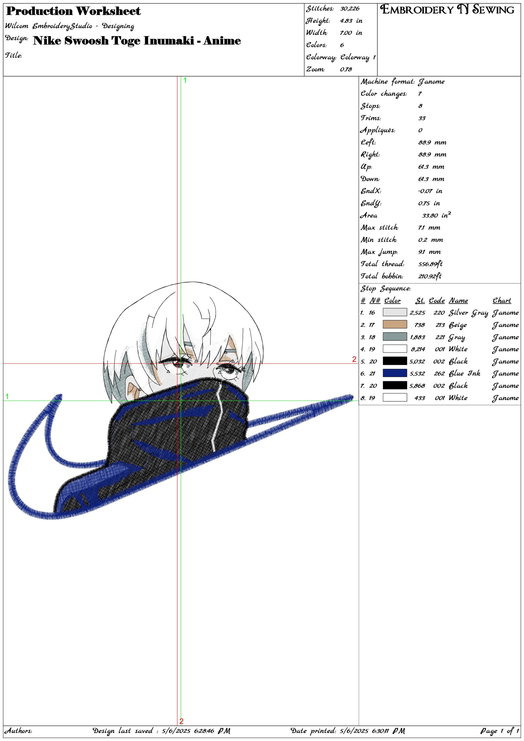 Nike Swoosh Toge Inumaki - Anime- Elegant embroidery design file - instant download — view 3