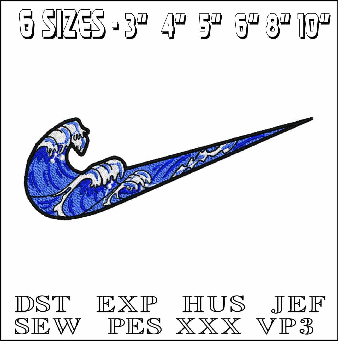 Nike Swoosh Wave- Elegant embroidery design file - instant download — view 2