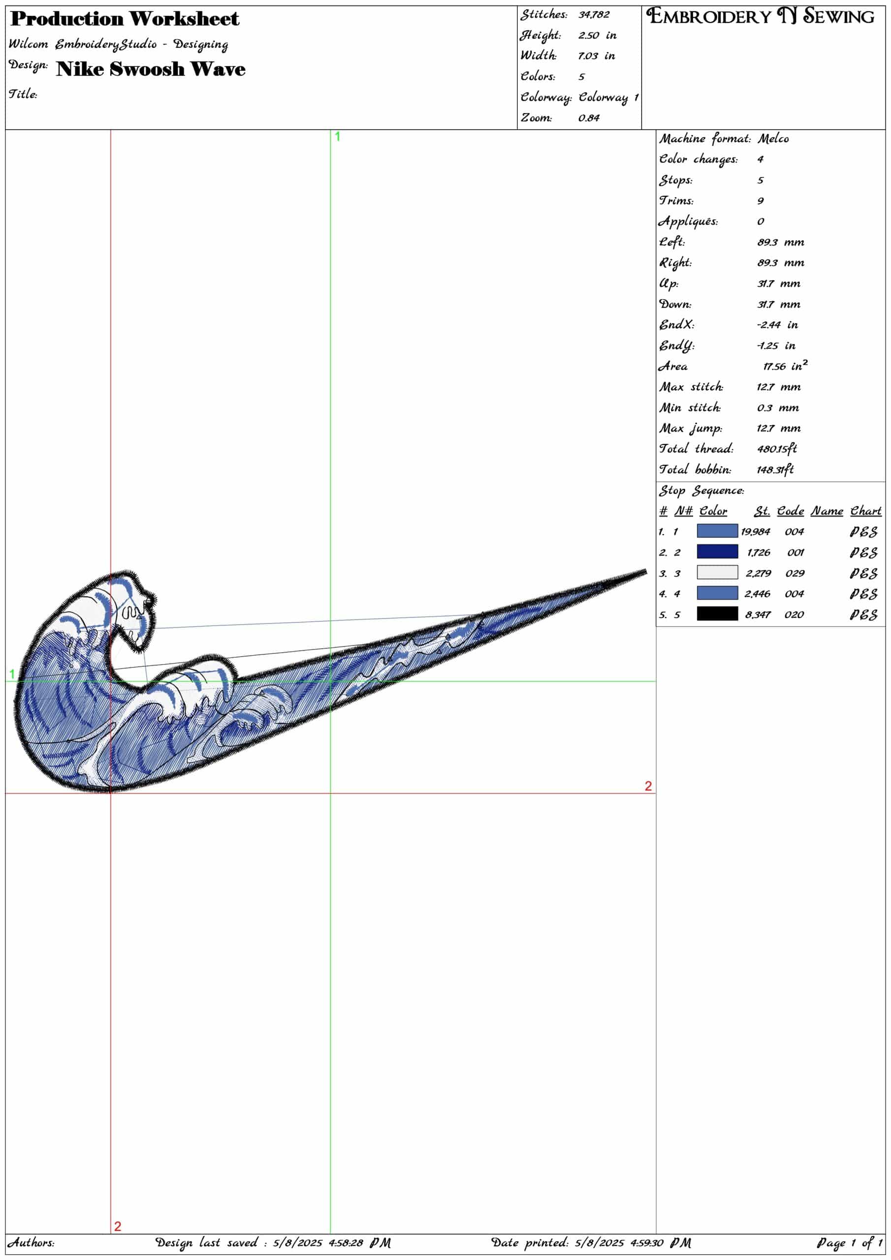Nike Swoosh Wave- Elegant embroidery design file - instant download — view 3
