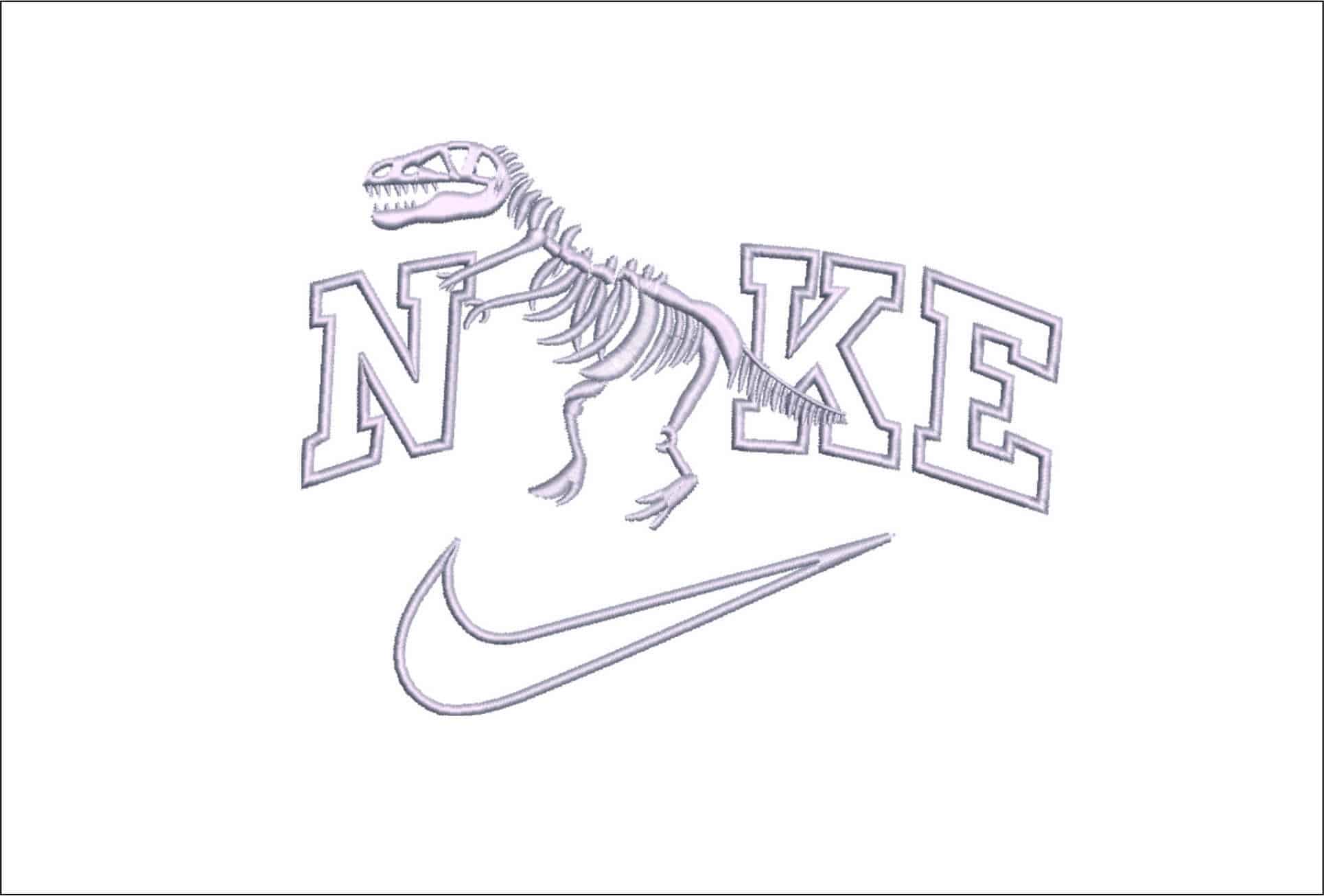 Nike T Rex Skeleton- Elegant embroidery design file - instant download