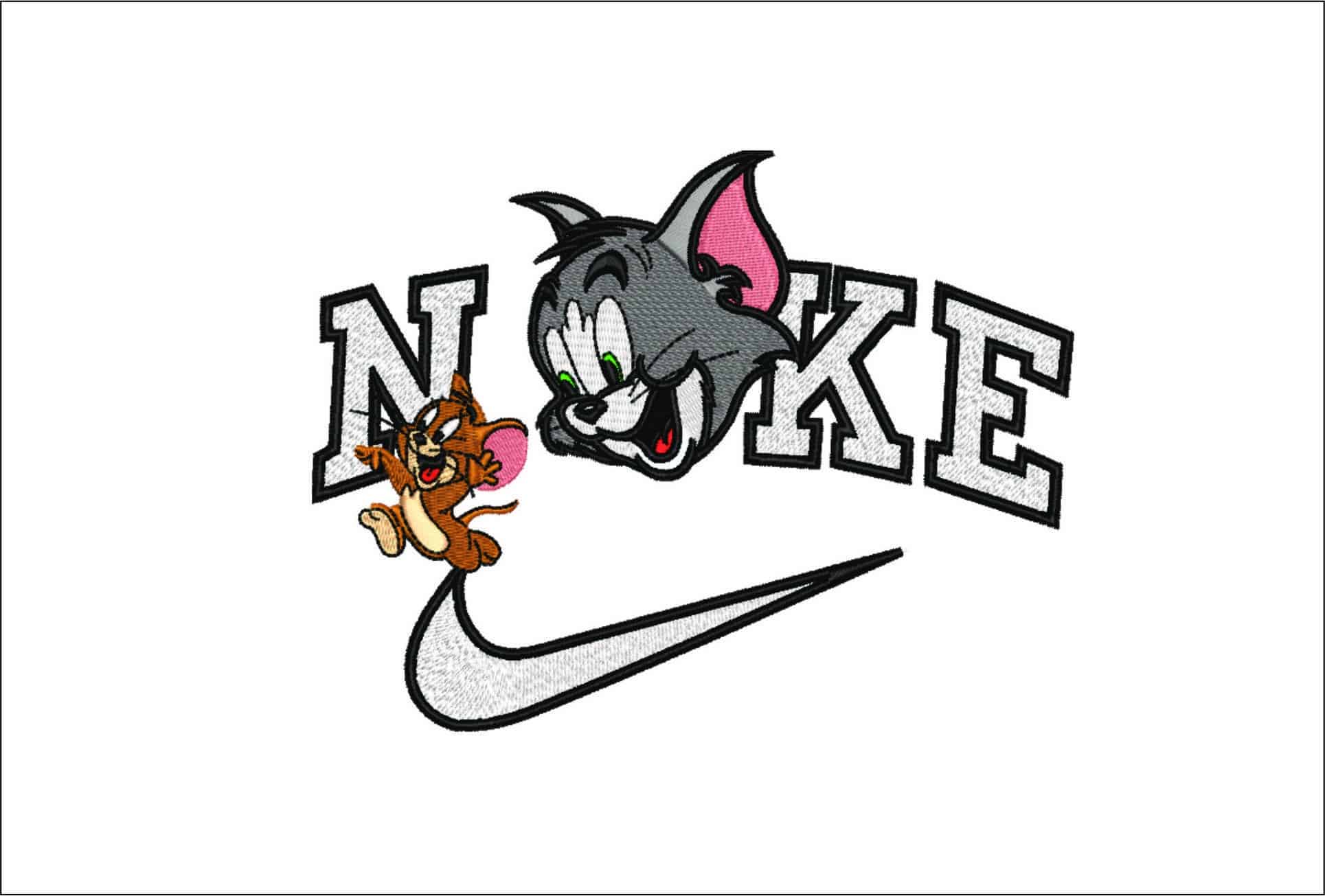 Nike Tom & Jerry- Elegant embroidery design file - instant download