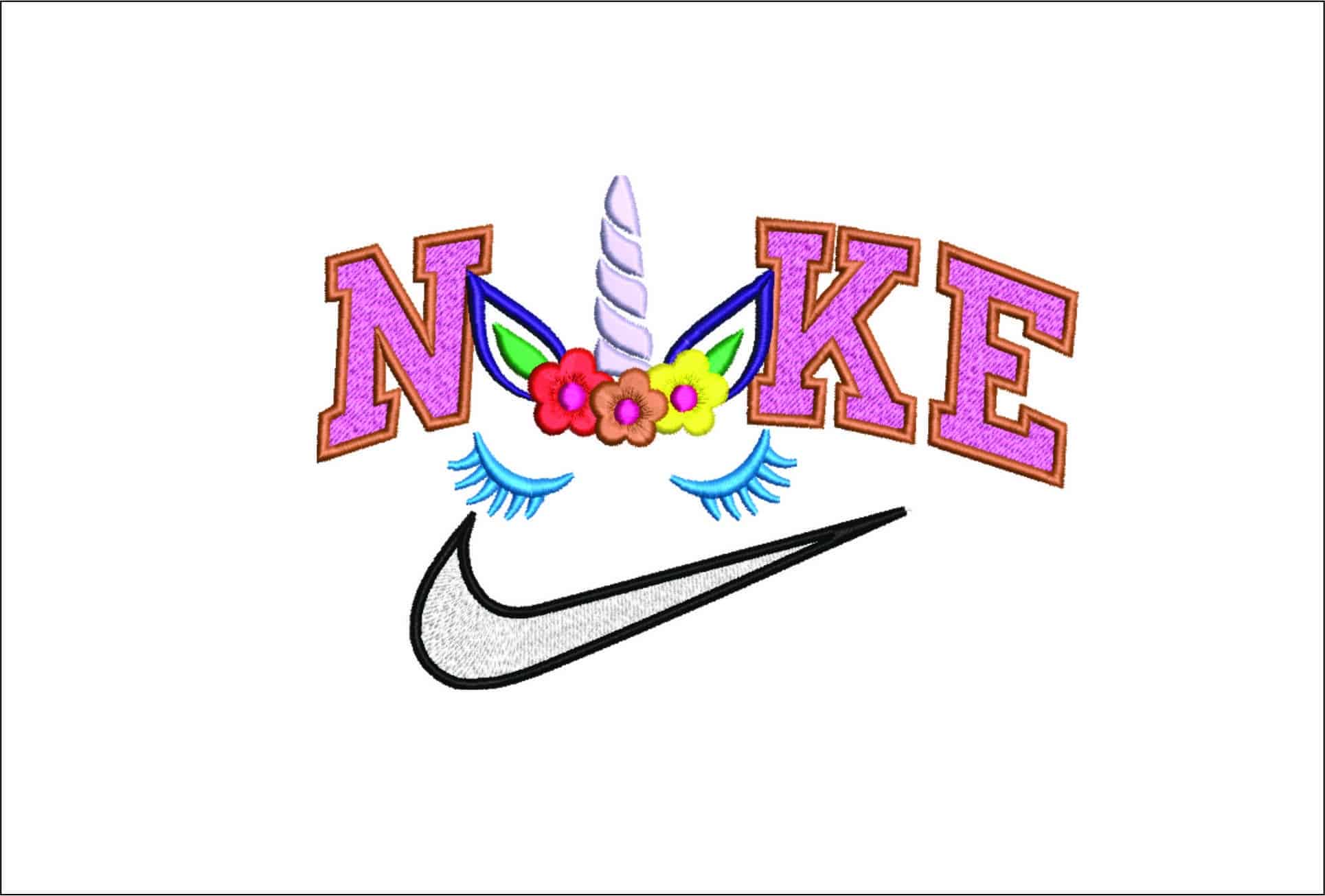 Nike Unicorn Face Horn- Elegant embroidery design file - instant download