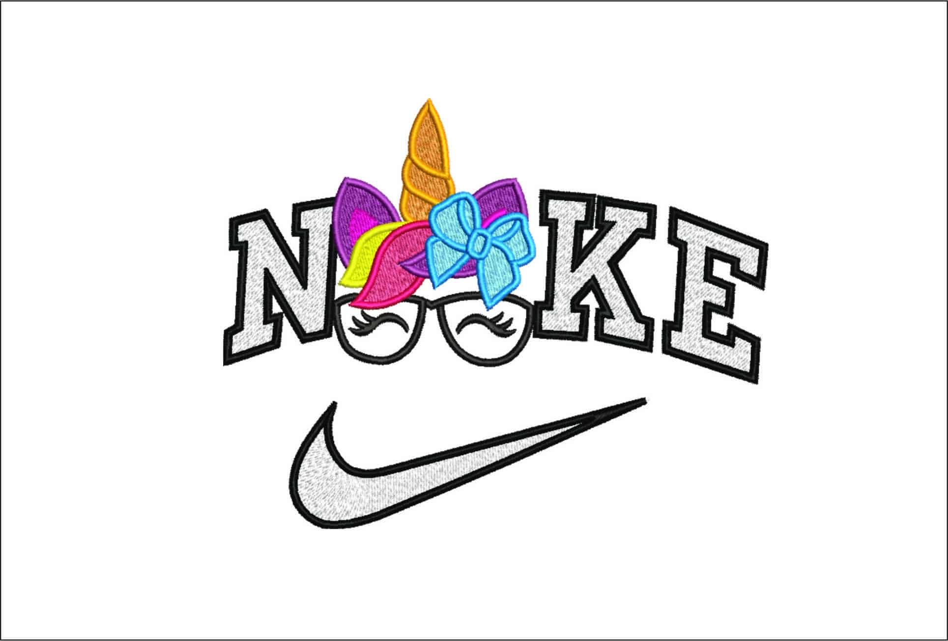 Nike Unicorn Face with Glasses- Elegant embroidery design file - instant download