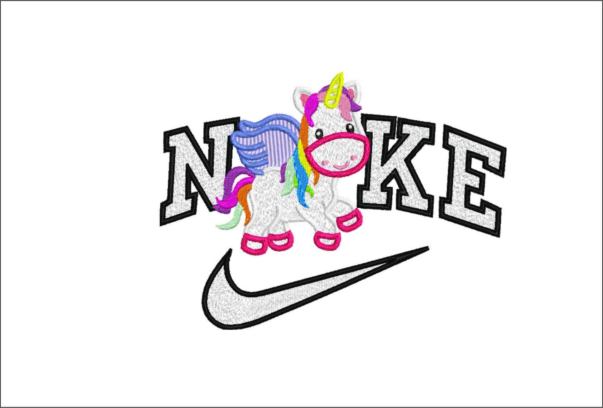 Nike Unicorn with Wings- Elegant embroidery design file - instant download