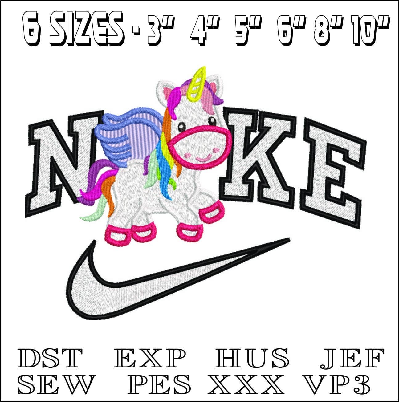 Nike Unicorn with Wings- Elegant embroidery design file - instant download — view 2