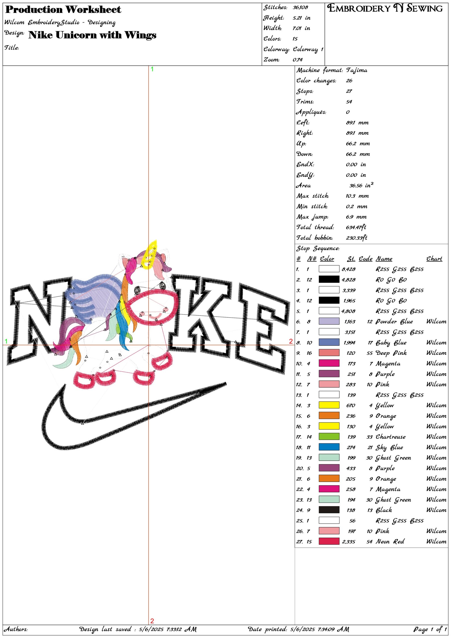 Nike Unicorn with Wings- Elegant embroidery design file - instant download — view 3
