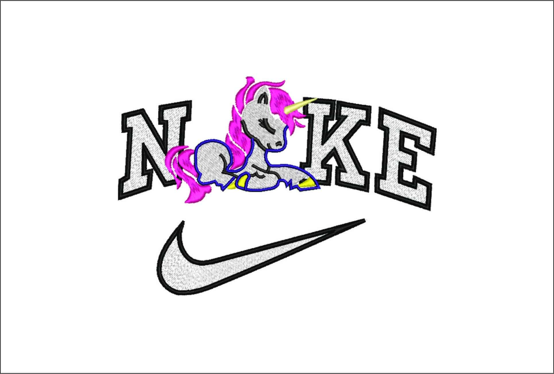 Nike Unicorn Sitting- Elegant embroidery design file - instant download