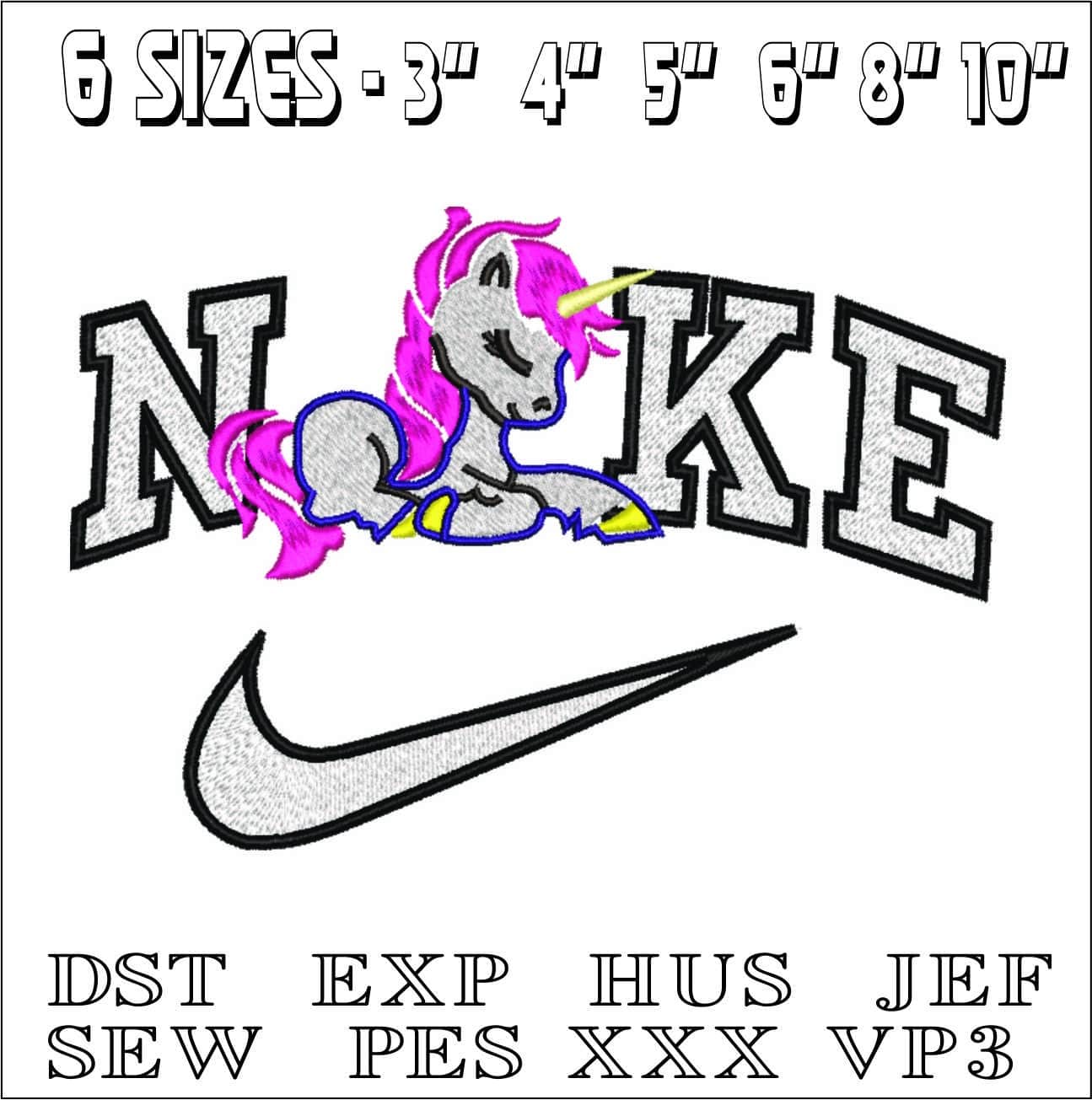 Nike Unicorn Sitting- Elegant embroidery design file - instant download — view 2