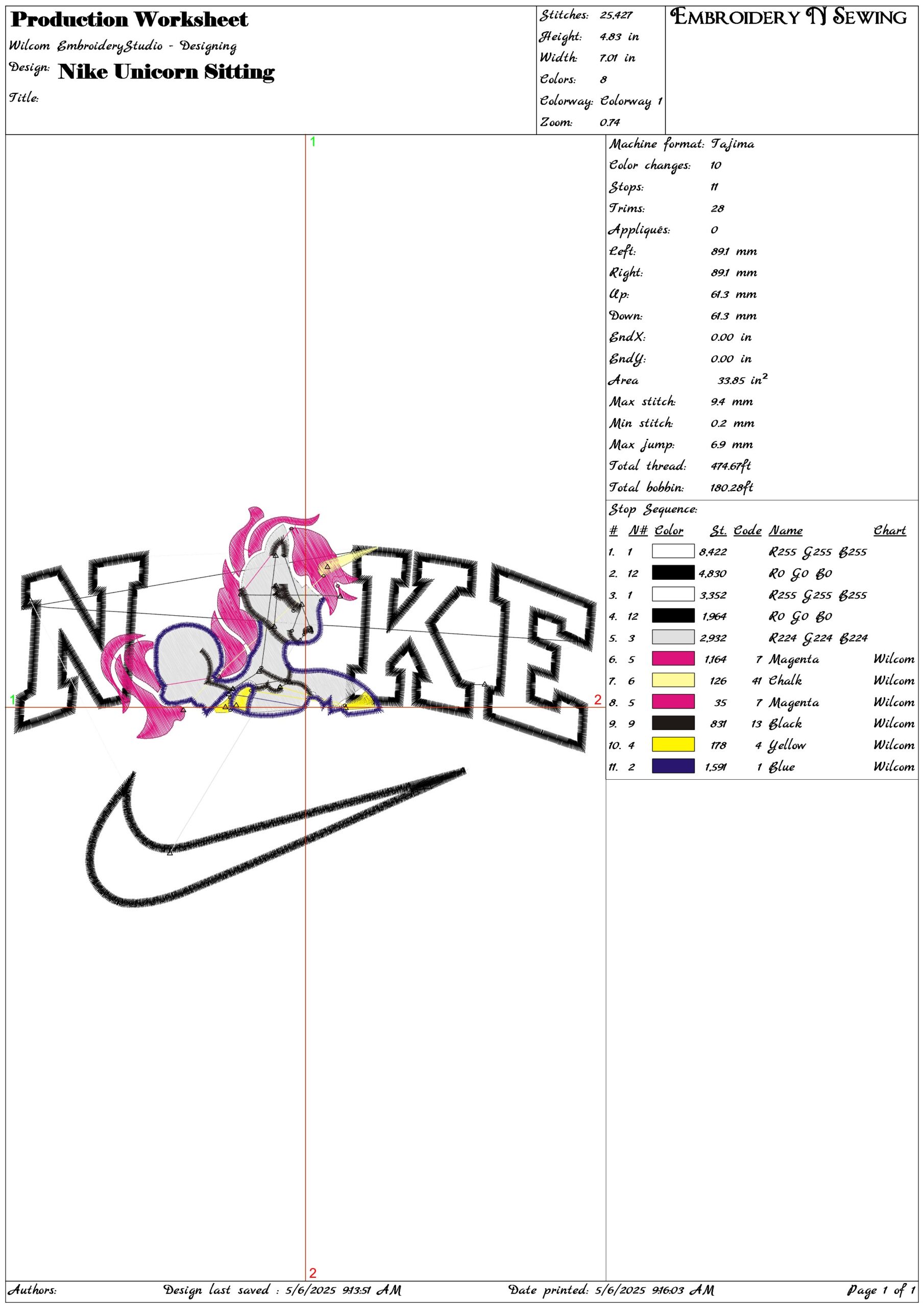 Nike Unicorn Sitting- Elegant embroidery design file - instant download — view 3
