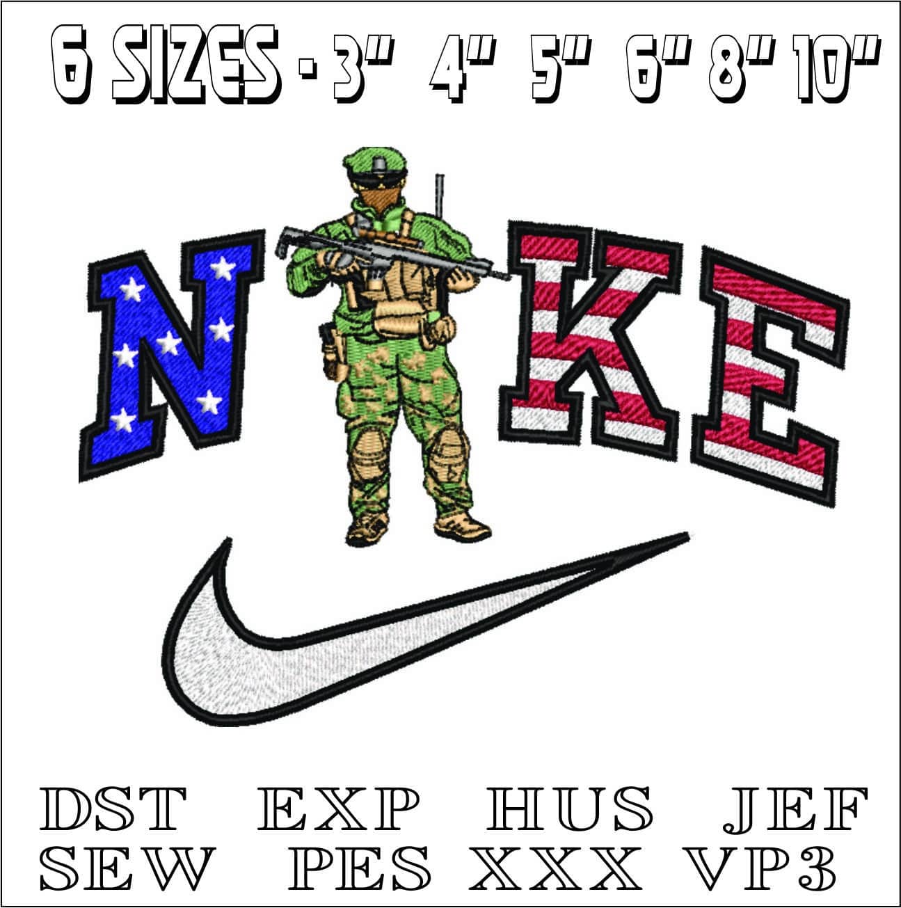 Nike USA Army Ranger- Elegant embroidery design file - instant download — view 2