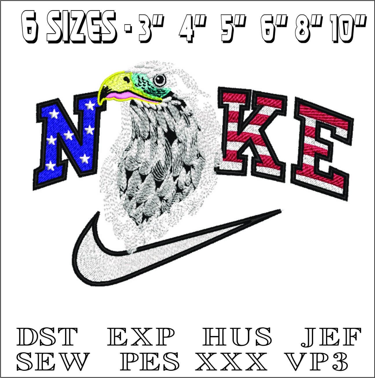 Nike USA Eagle Head- Elegant embroidery design file - instant download — view 2