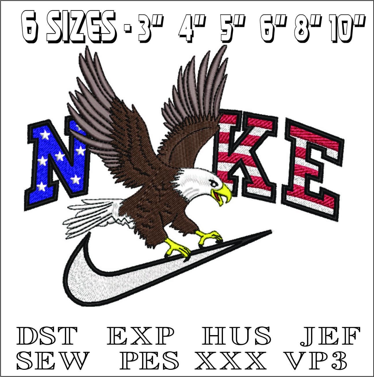 Nike USA Eagle Swoosh- Elegant embroidery design file - instant download — view 2