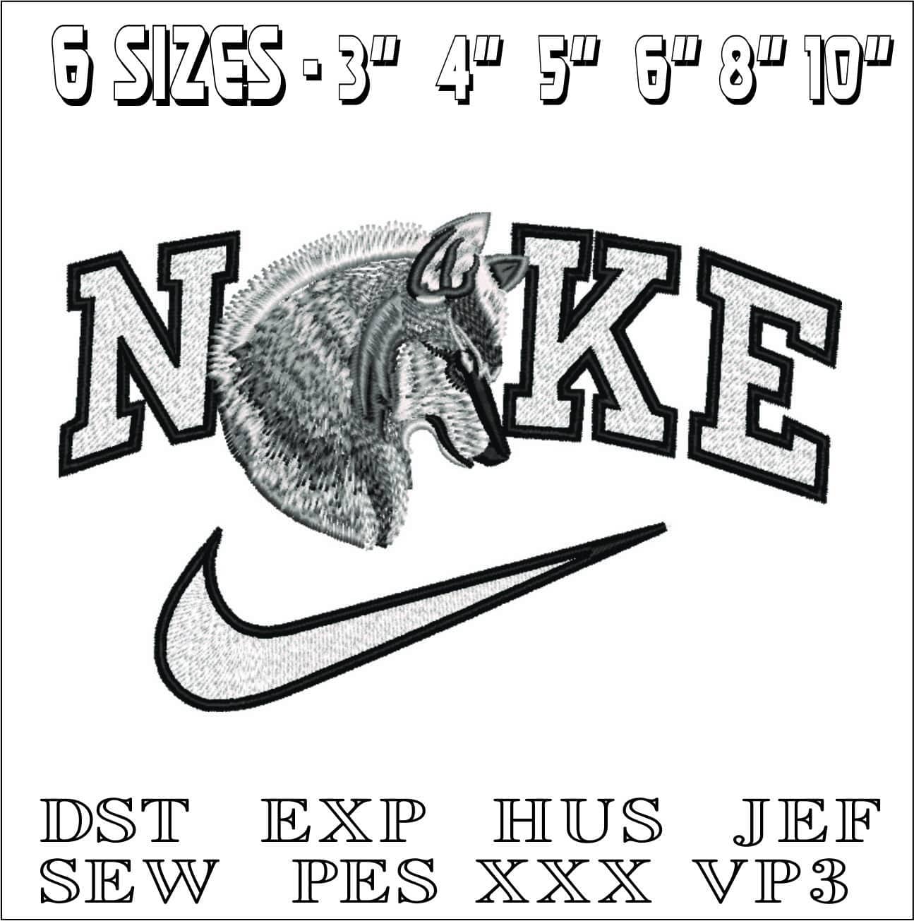 Nike Wolf- Elegant embroidery design file - instant download — view 2