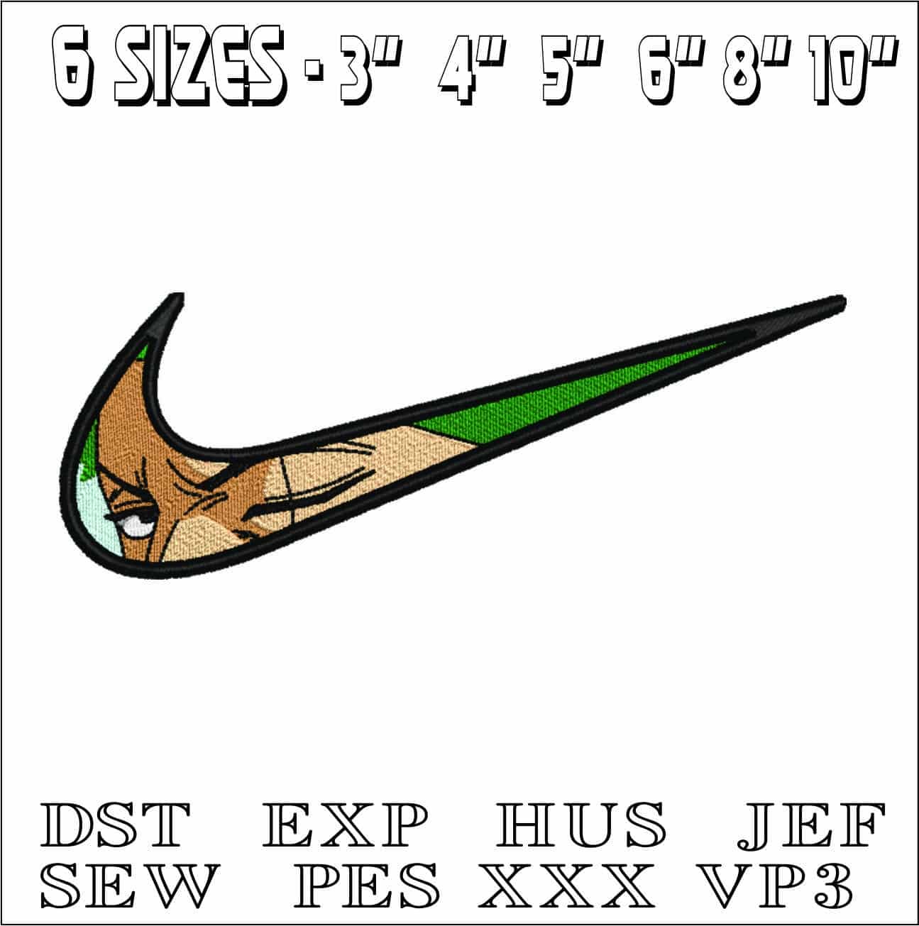 Nike X Zoro Eye - Anime- Elegant embroidery design file - instant download — view 2