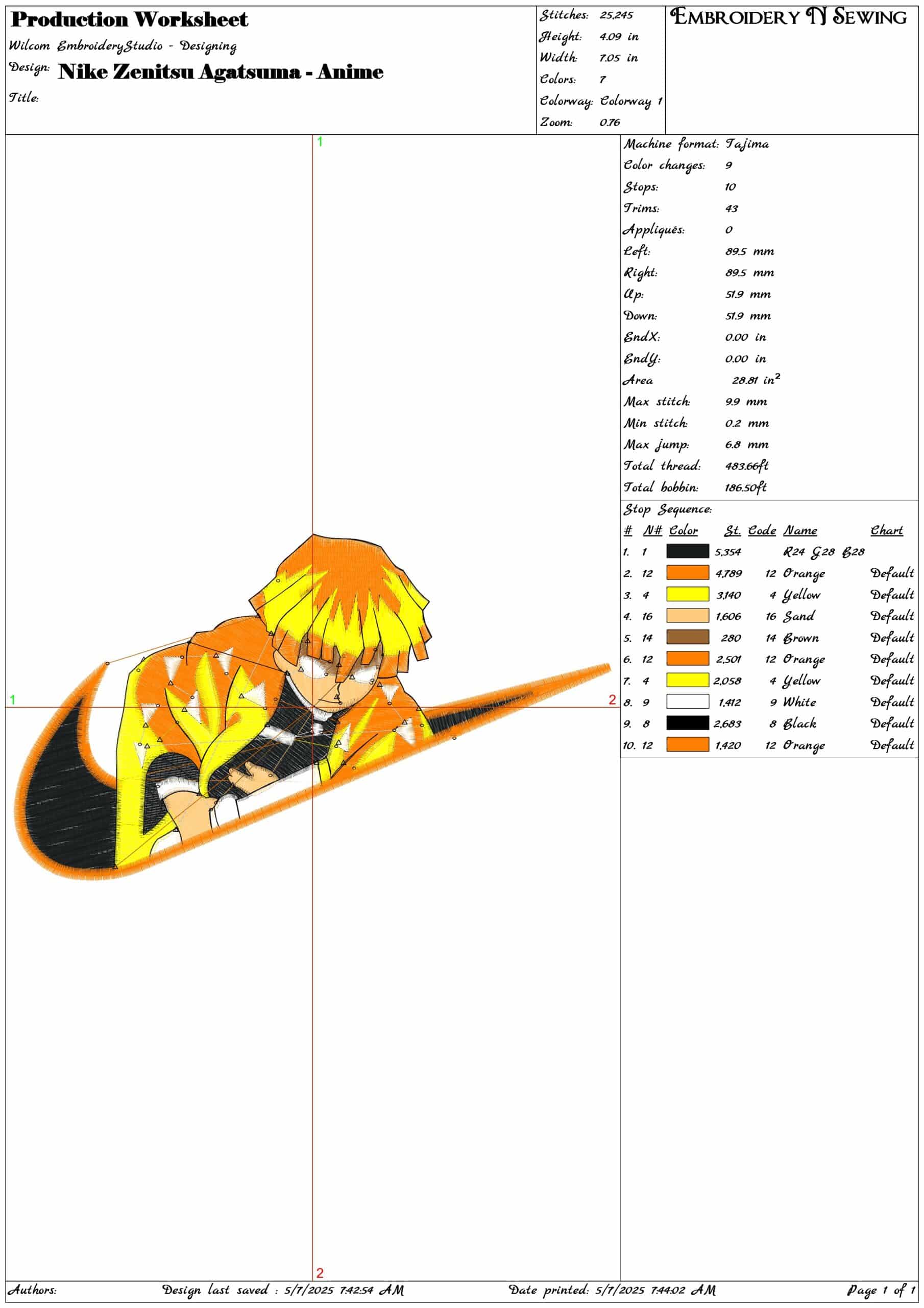 Nike Zenitsu Agatsuma - Anime- Elegant embroidery design file - instant download — view 3