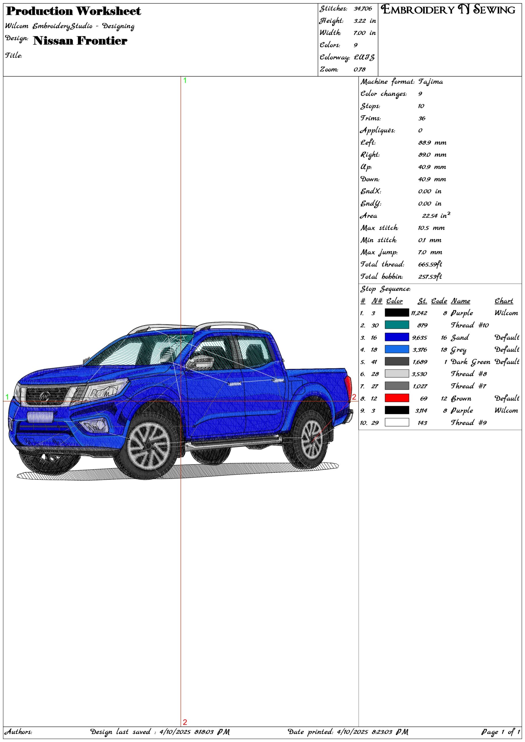 Nissan Frontier- Elegant embroidery design file - instant download — view 3