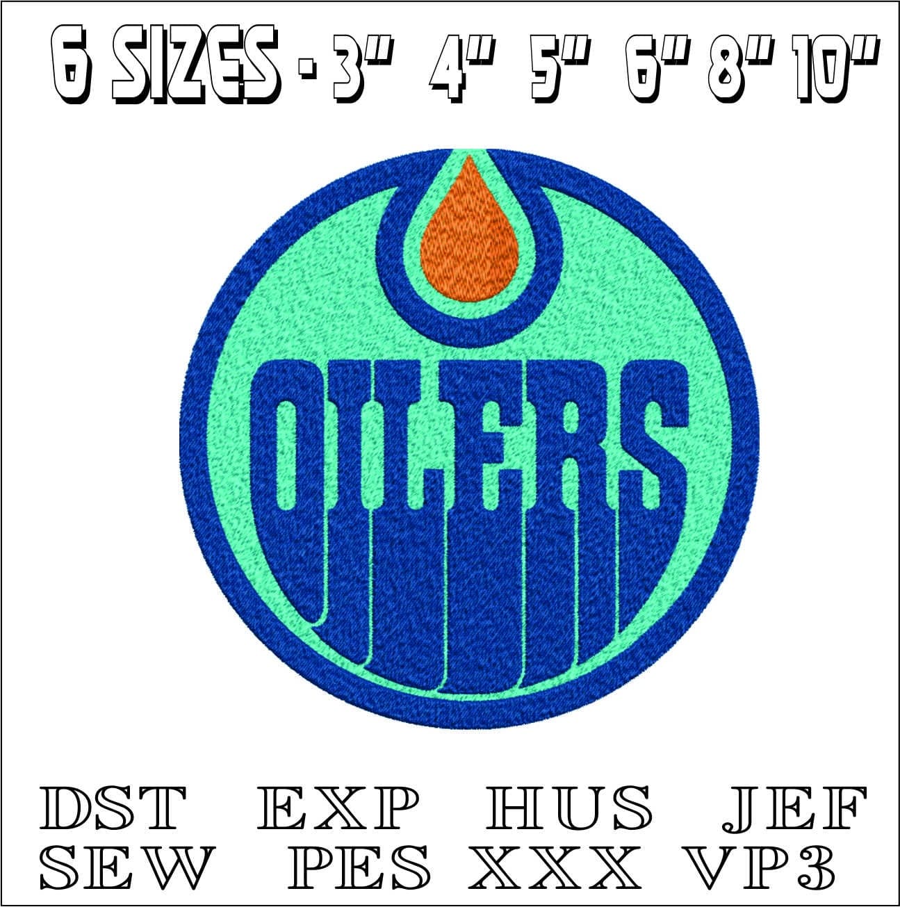 Oilers- Elegant embroidery design file - instant download — view 2
