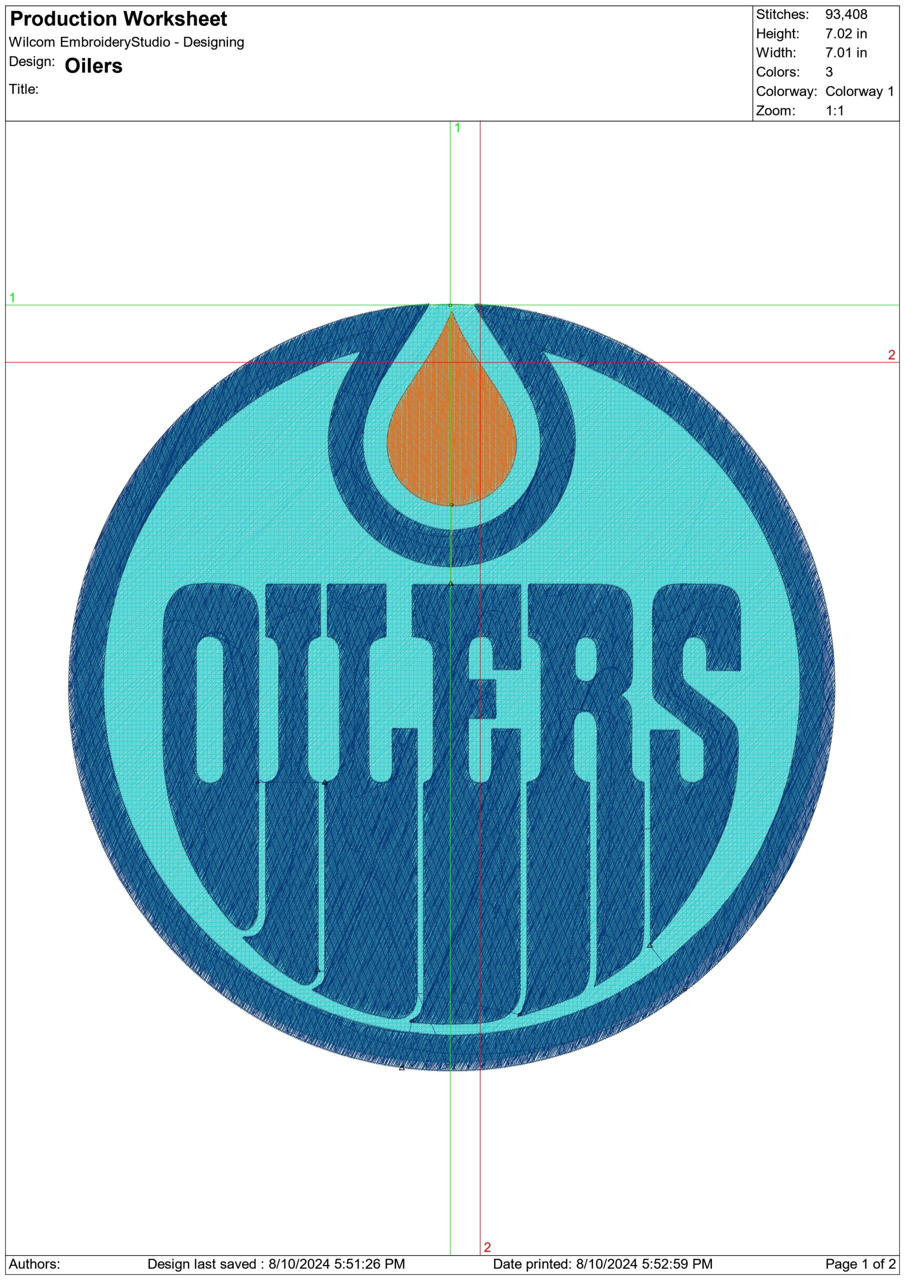 Oilers- Elegant embroidery design file - instant download — view 4