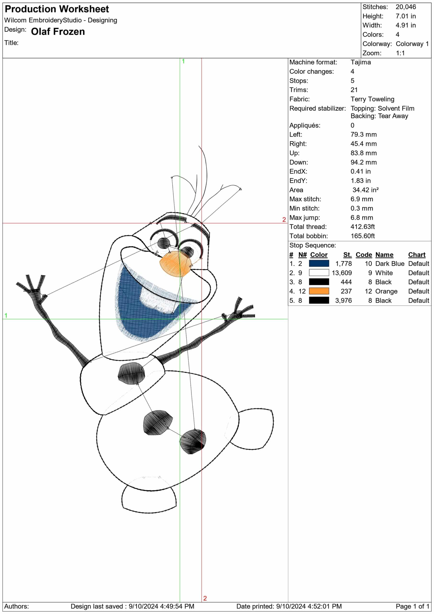 Olaf Frozen- Elegant embroidery design file - instant download — view 3
