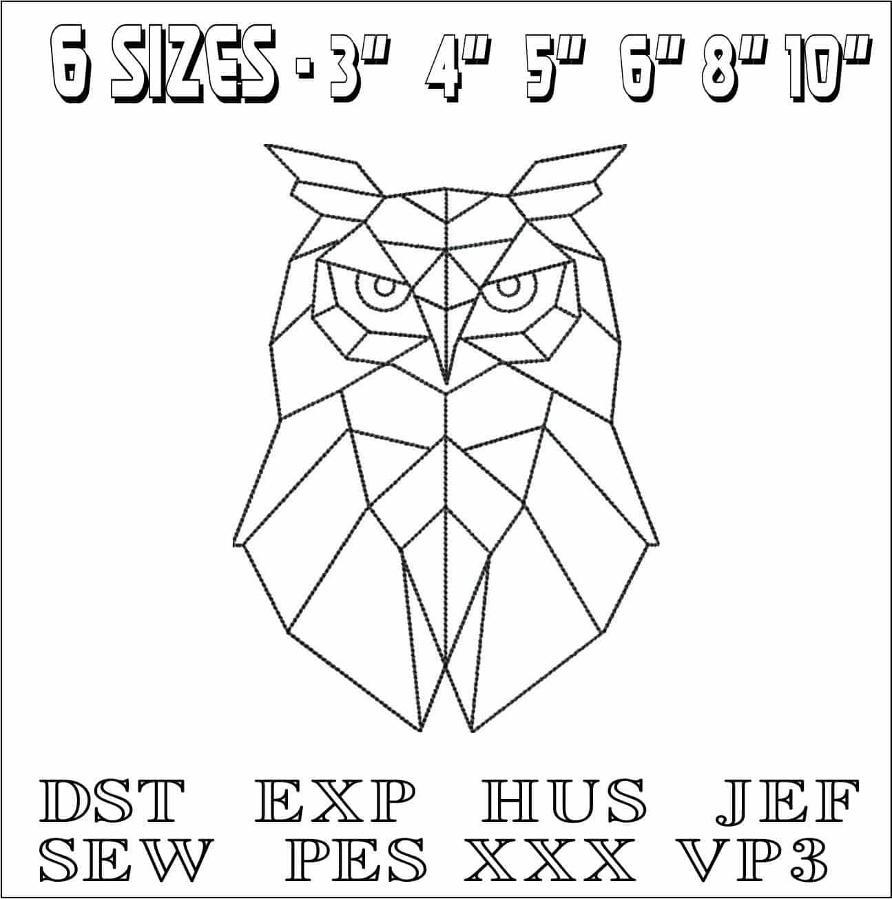 Owl Line drawing- Elegant embroidery design file - instant download — view 2