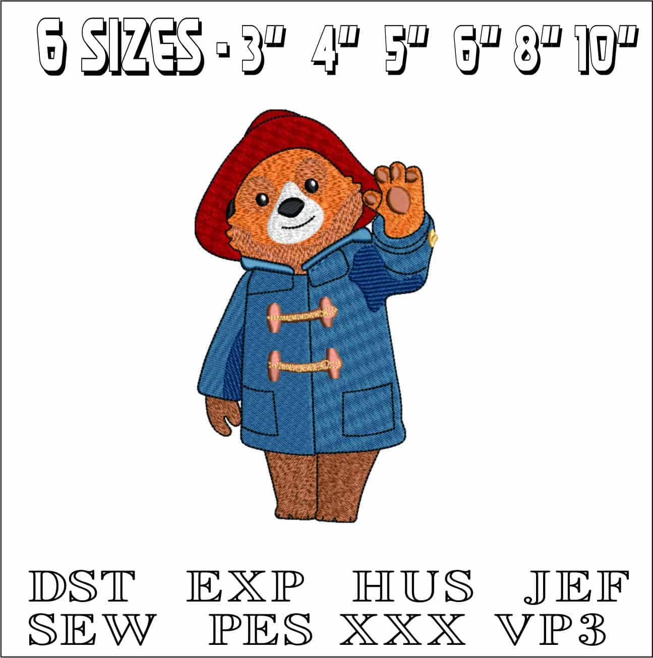 Paddington- Elegant embroidery design file - instant download — view 2
