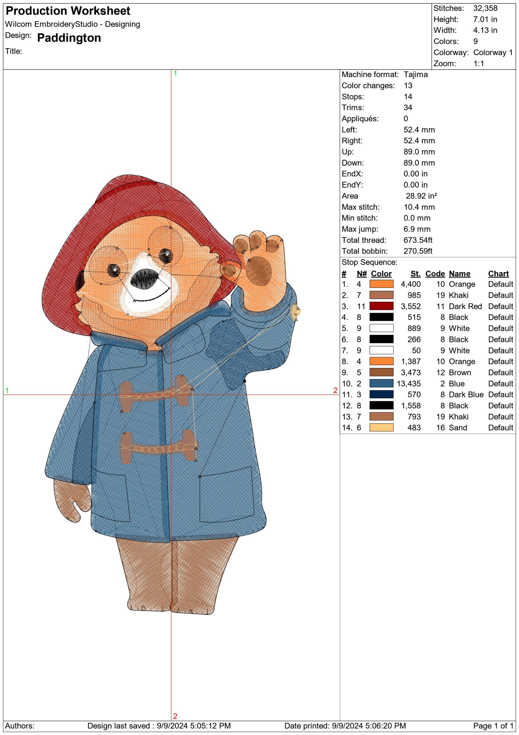 Paddington- Elegant embroidery design file - instant download — view 3