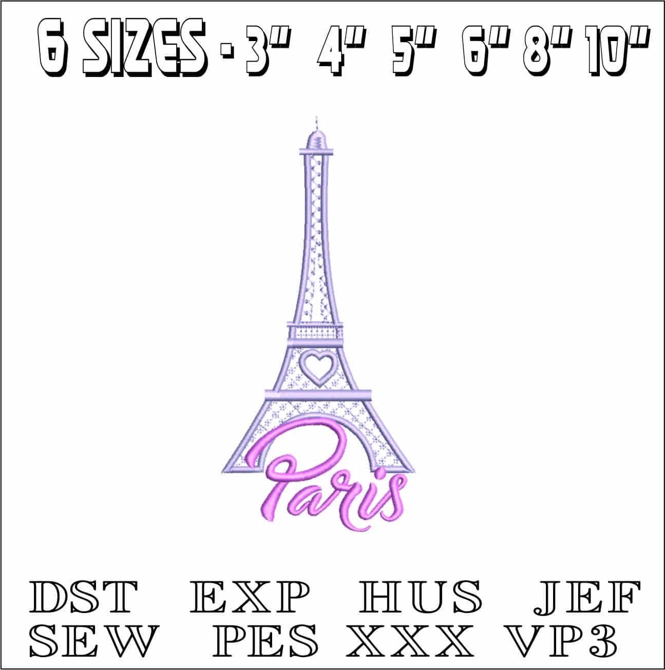 Paris Eifel Tower- Elegant embroidery design file - instant download — view 2