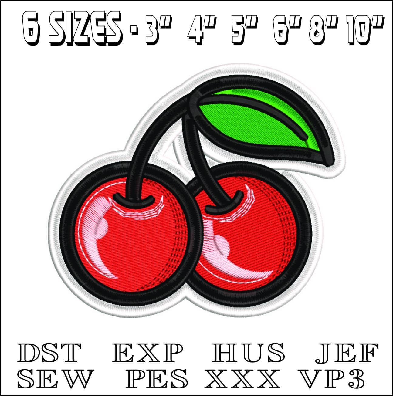 Perfect Pair of Cherries- Elegant embroidery design file - instant download — view 2