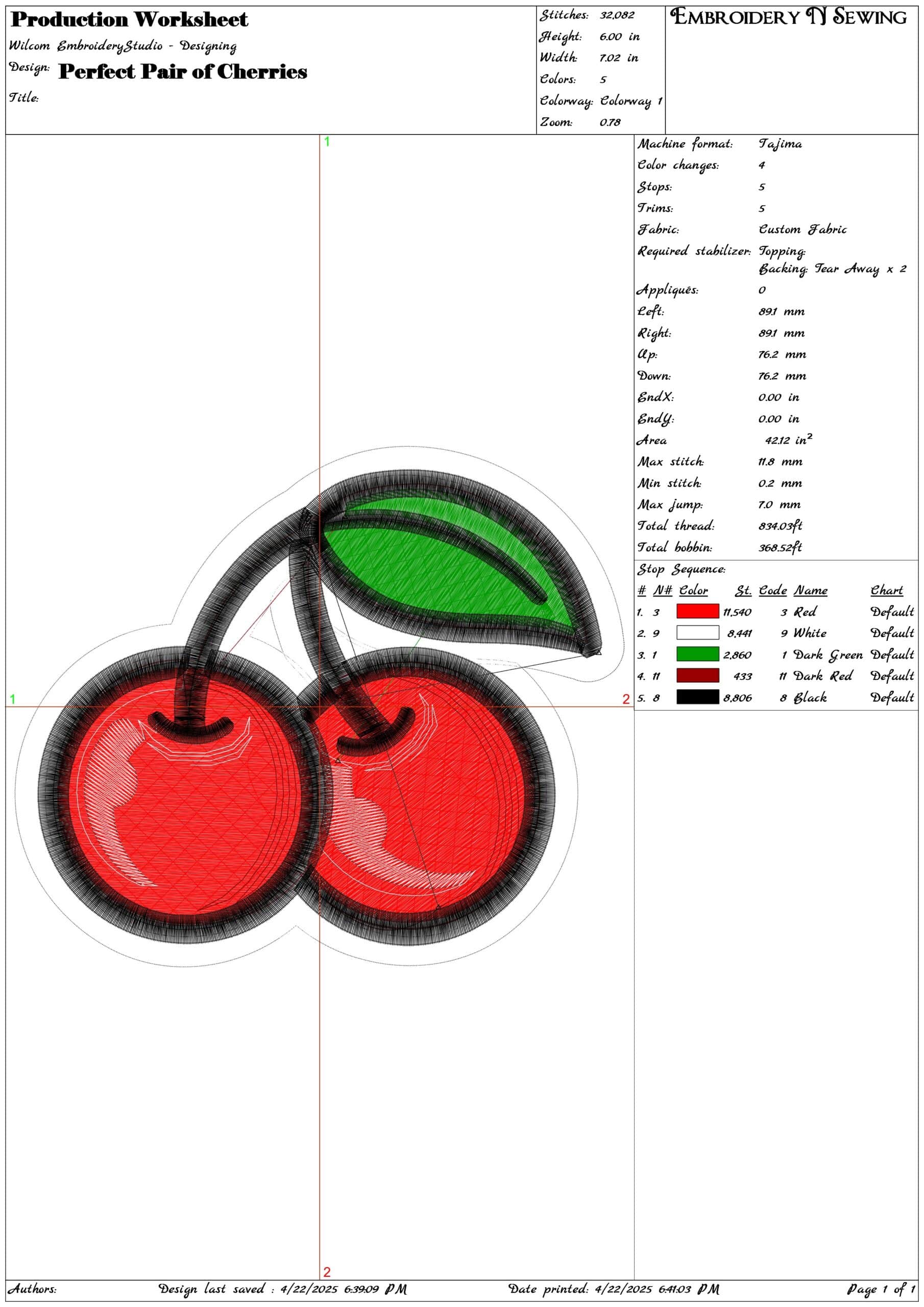 Perfect Pair of Cherries- Elegant embroidery design file - instant download — view 3