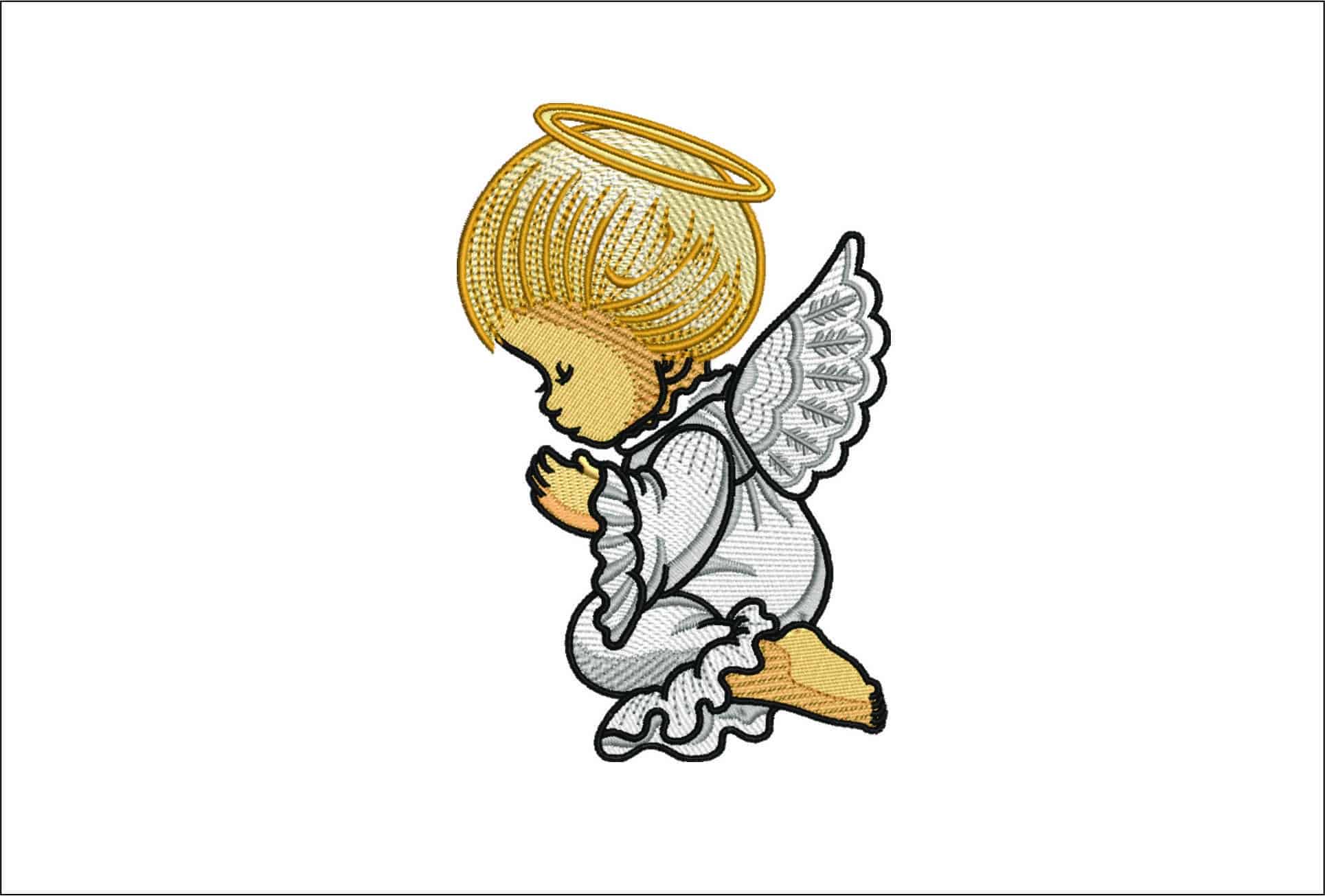 Perfect Little Angel Praying- Elegant embroidery design file - instant download