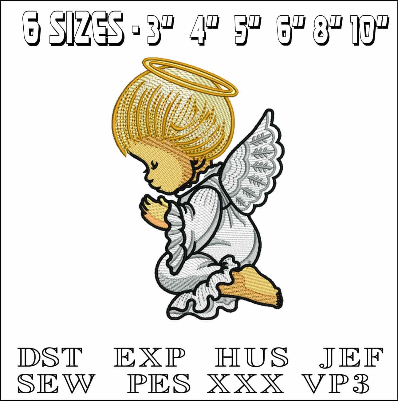 Perfect Little Angel Praying- Elegant embroidery design file - instant download — view 2