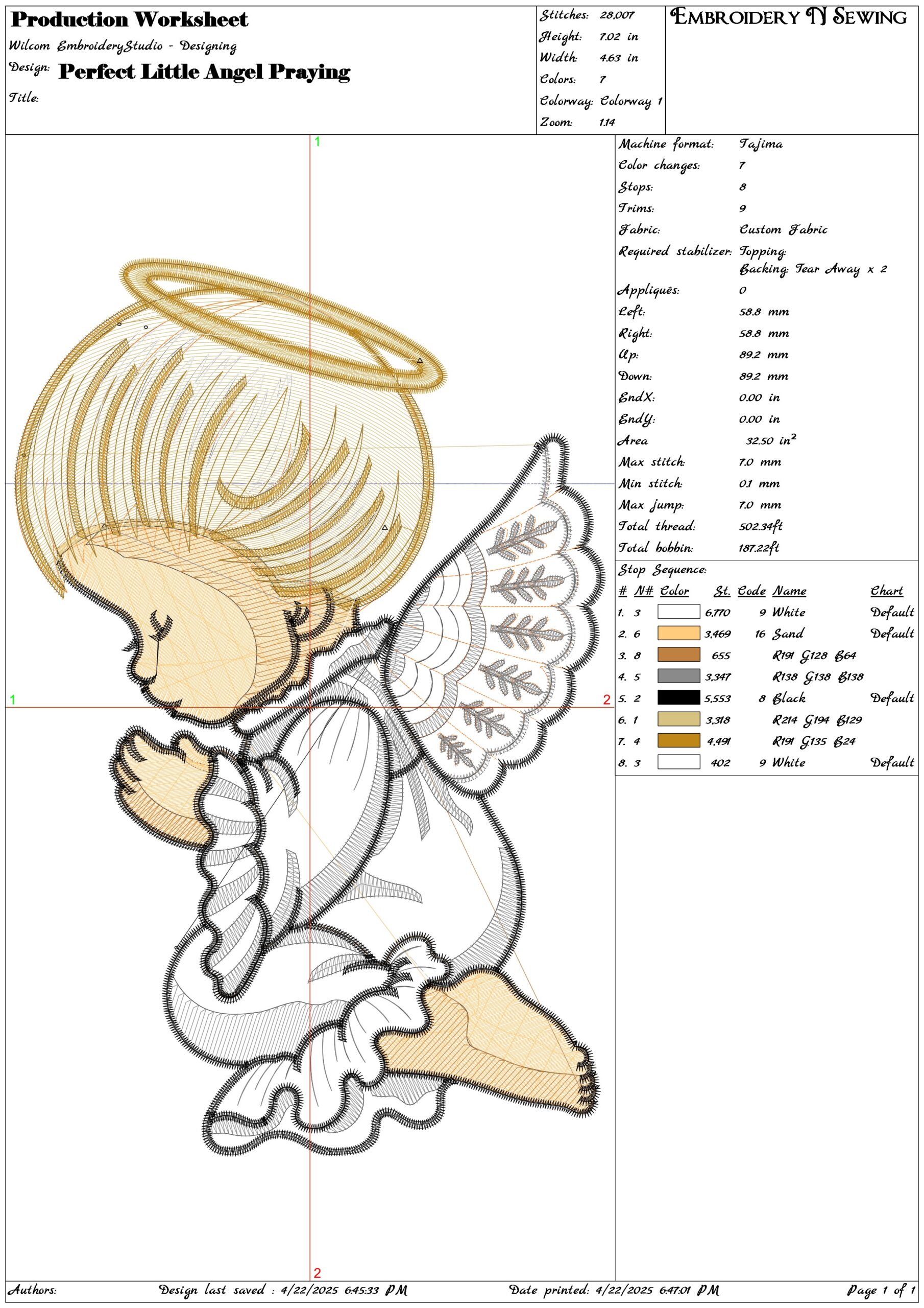 Perfect Little Angel Praying- Elegant embroidery design file - instant download — view 3