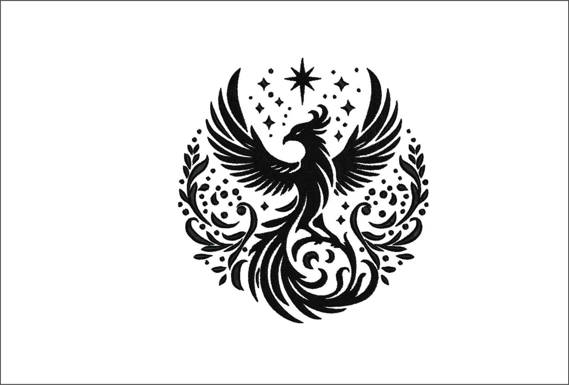 Pheonix Shiloette- Elegant embroidery design file - instant download