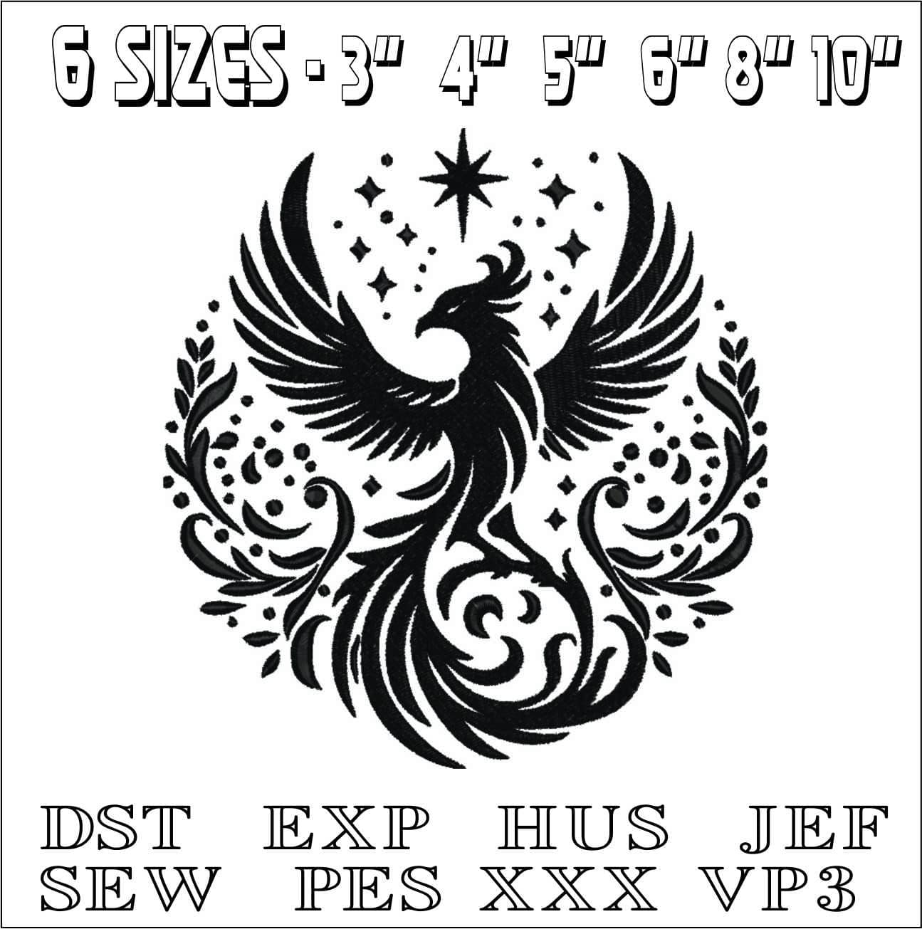 Pheonix Shiloette- Elegant embroidery design file - instant download — view 2