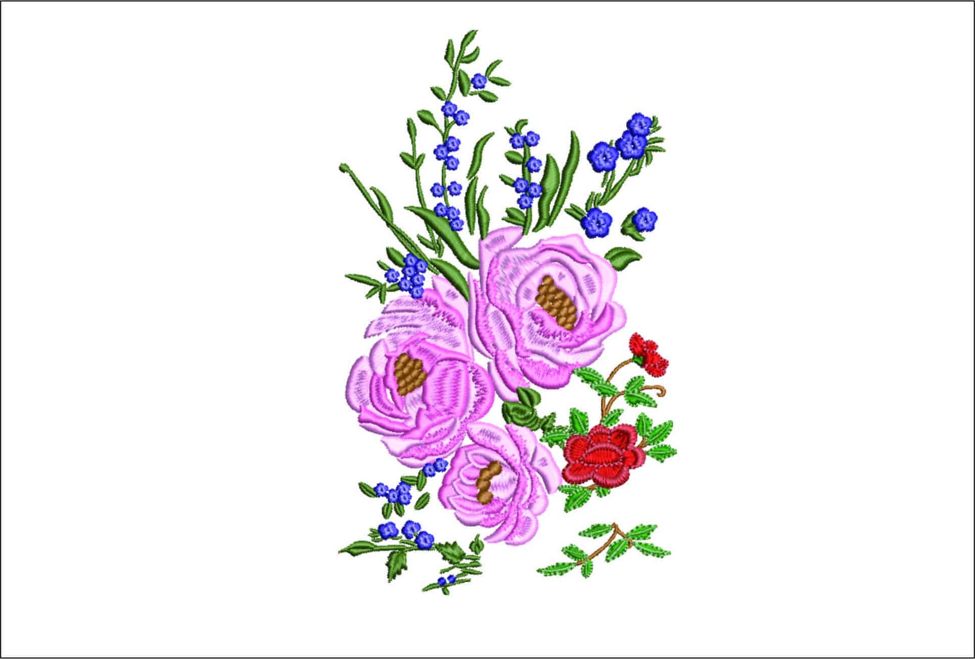 Pink and Red Wild Flowers- Elegant embroidery design file - instant download