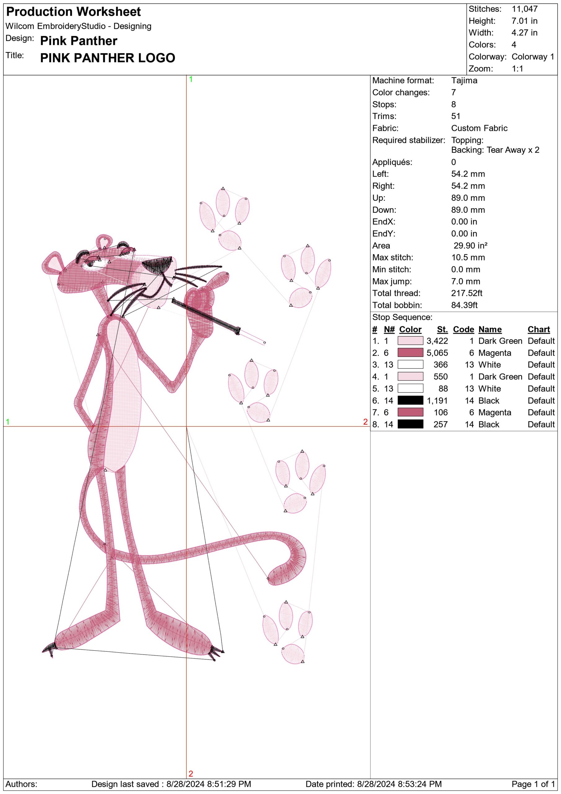 Pink Panther- Elegant embroidery design file - instant download — view 3