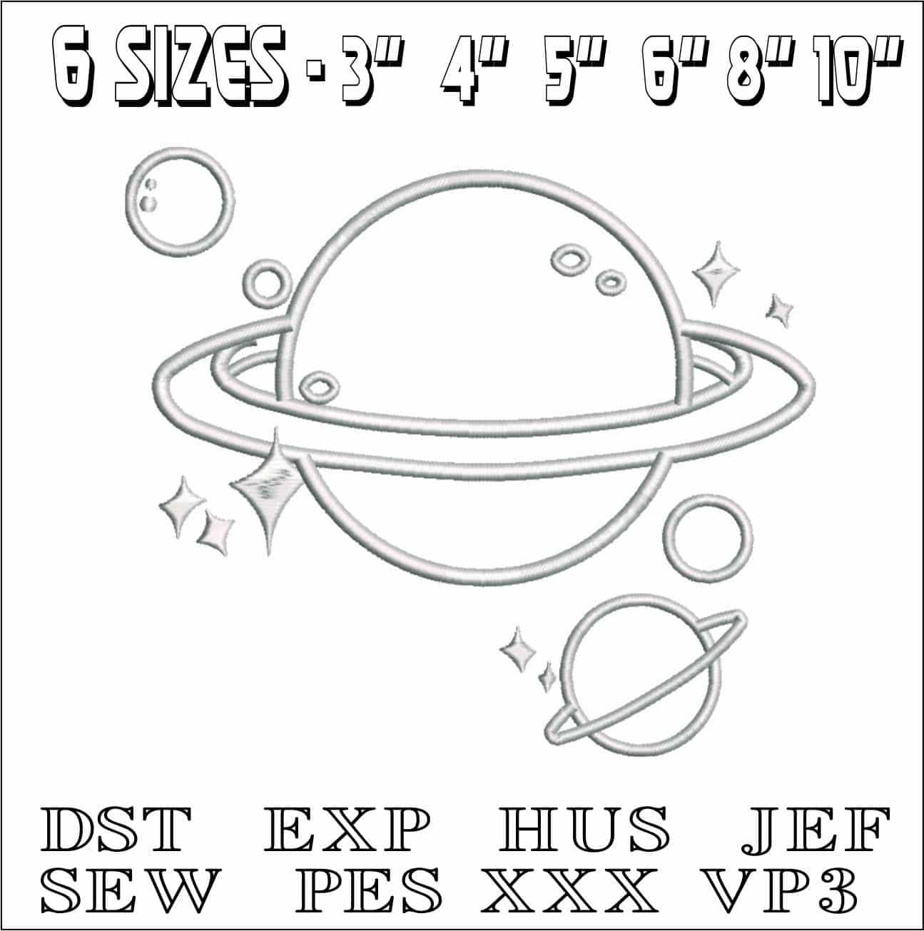 Planets for children- Elegant embroidery design file - instant download — view 2