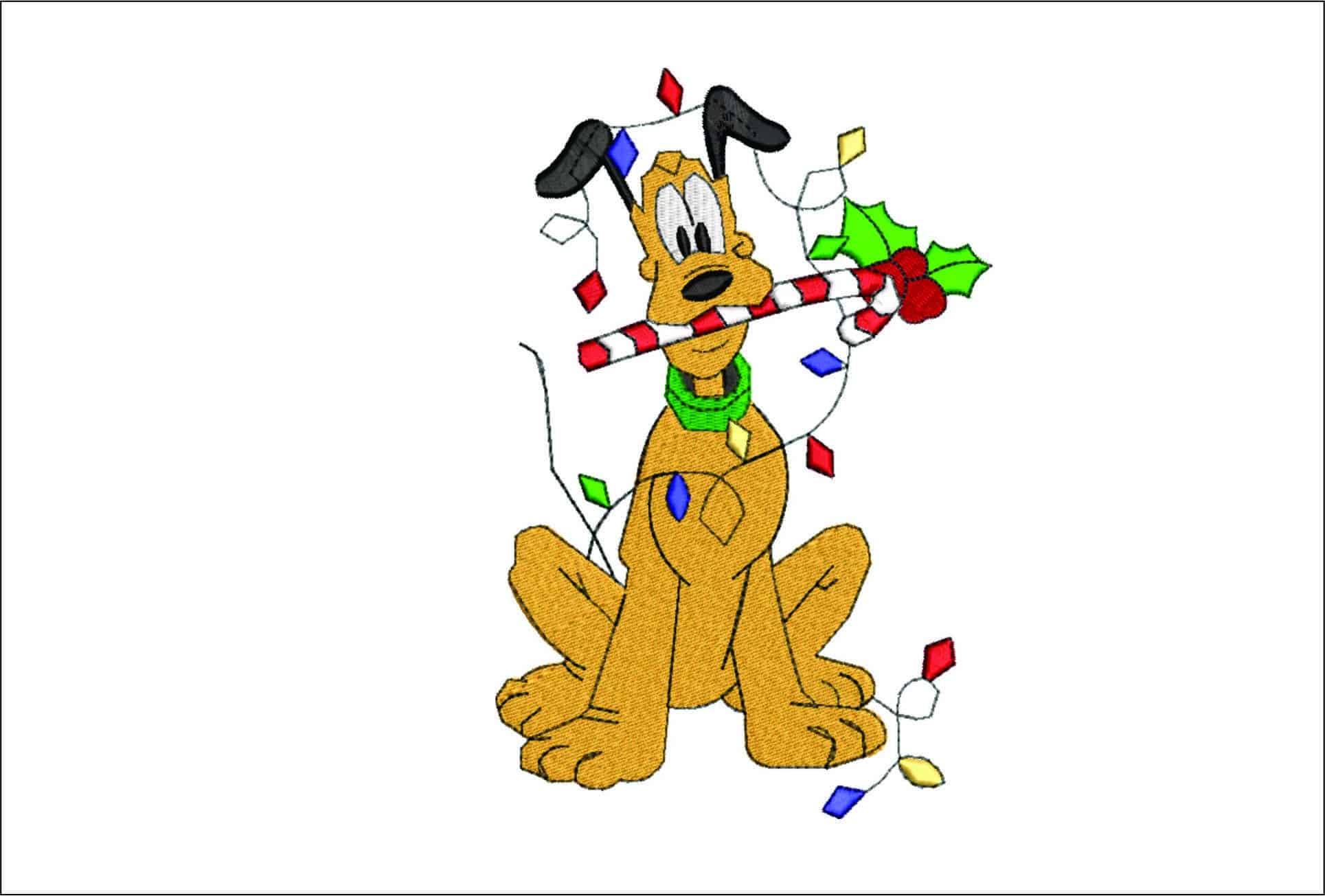 Pluto Xmas Disney- Elegant embroidery design file - instant download