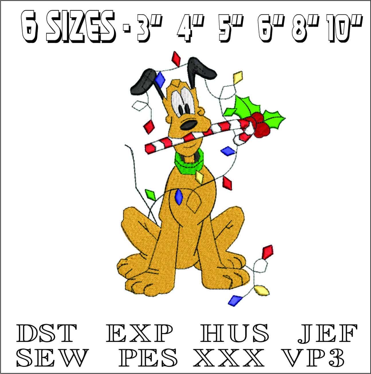 Pluto Xmas Disney- Elegant embroidery design file - instant download — view 2