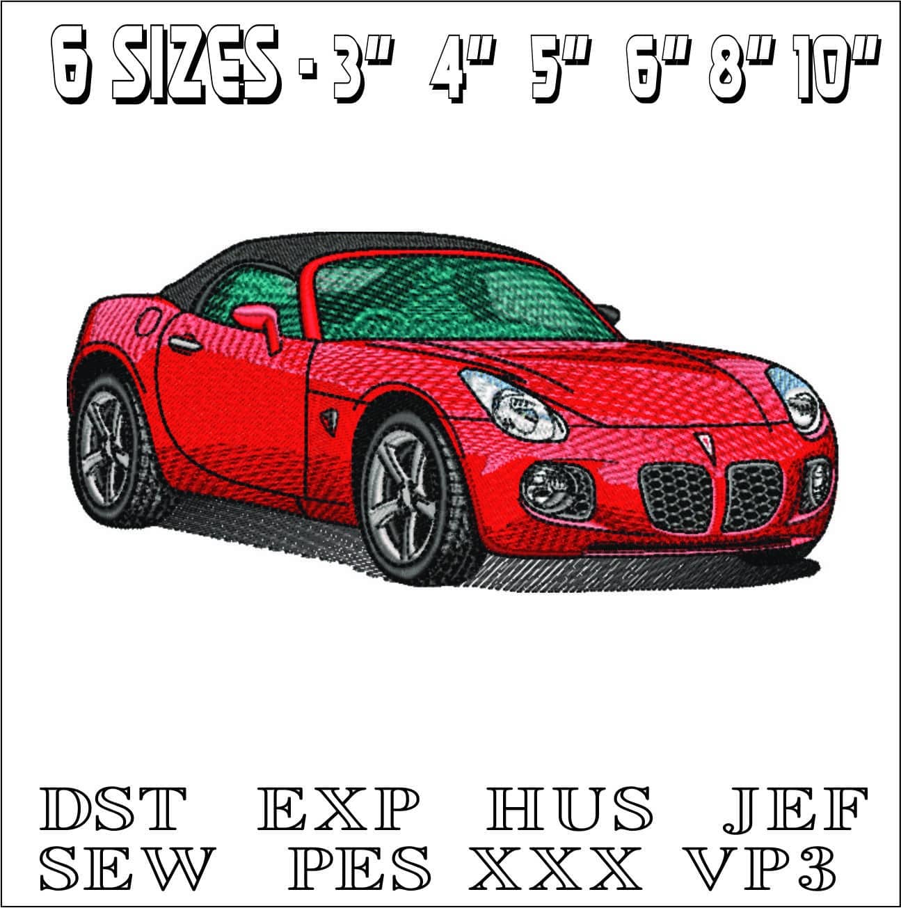 Pontiac Solstice Red- Elegant embroidery design file - instant download — view 2