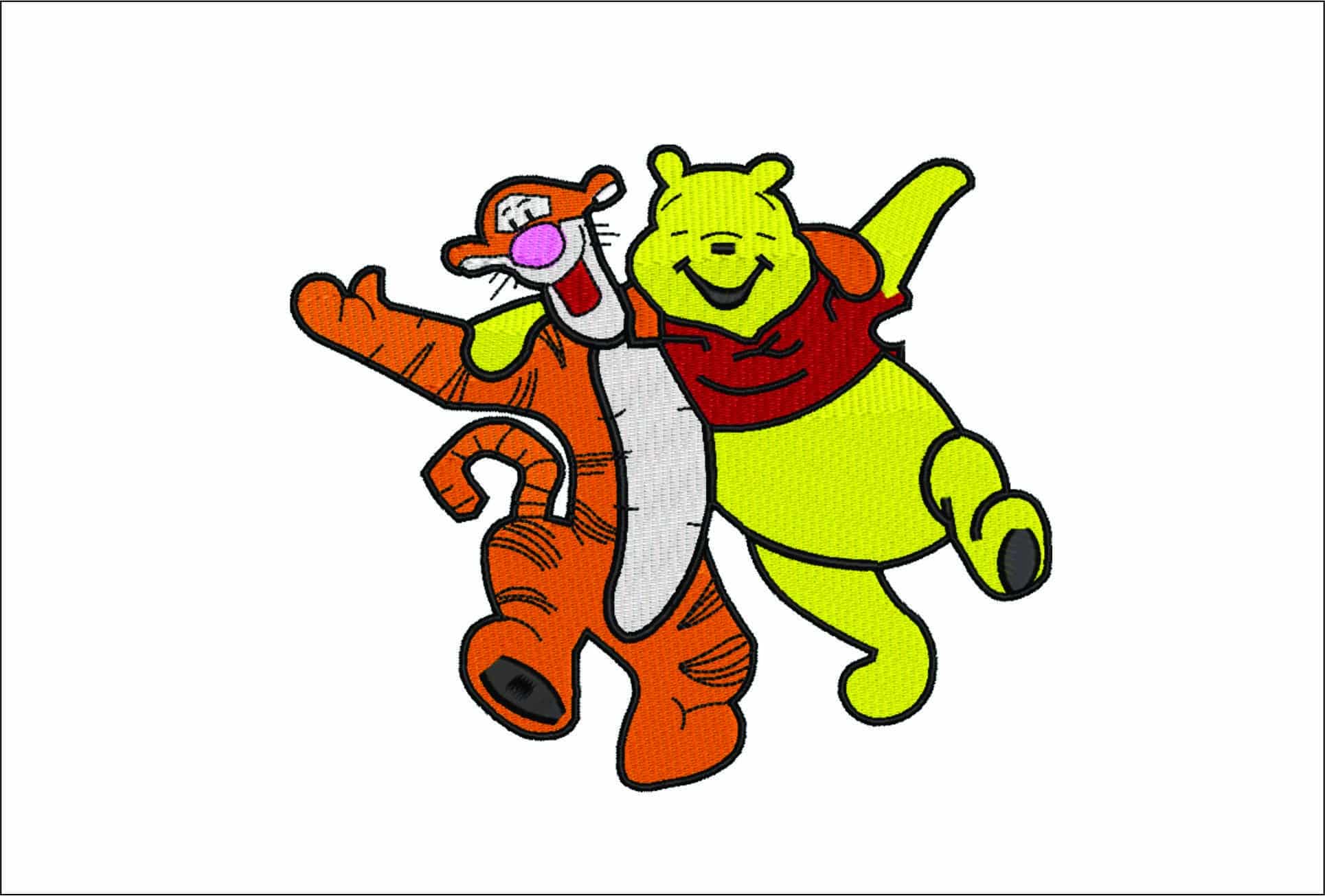 Pooh and Tigger- Elegant embroidery design file - instant download