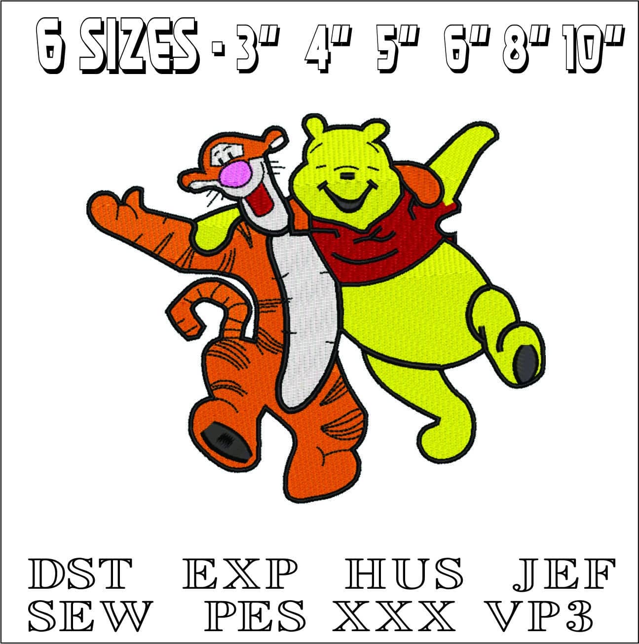 Pooh and Tigger- Elegant embroidery design file - instant download — view 2