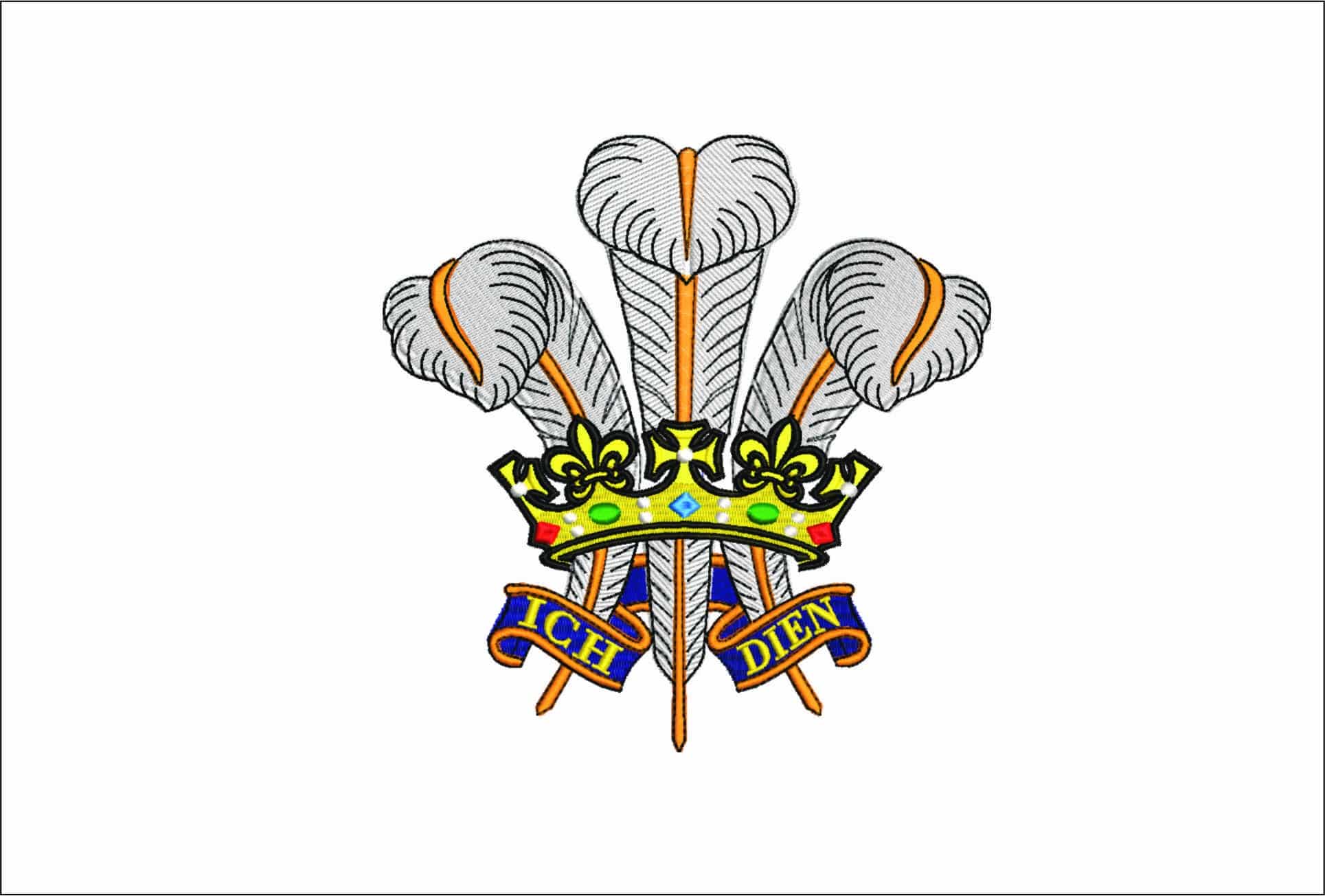 Prince of Wales Feathers Coat of Arms- Elegant embroidery design file - instant download