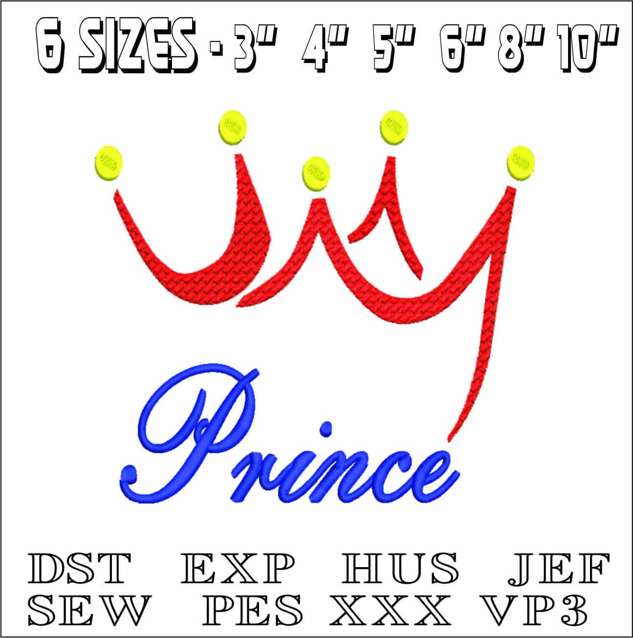 Prince with Crown- Elegant embroidery design file - instant download — view 2