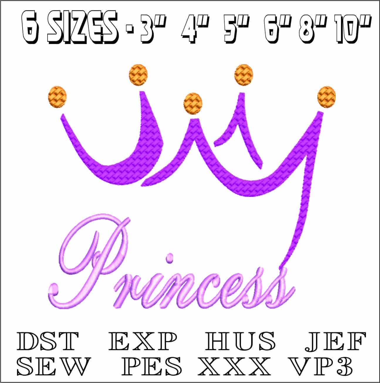 Princess with Crown- Elegant embroidery design file - instant download — view 2