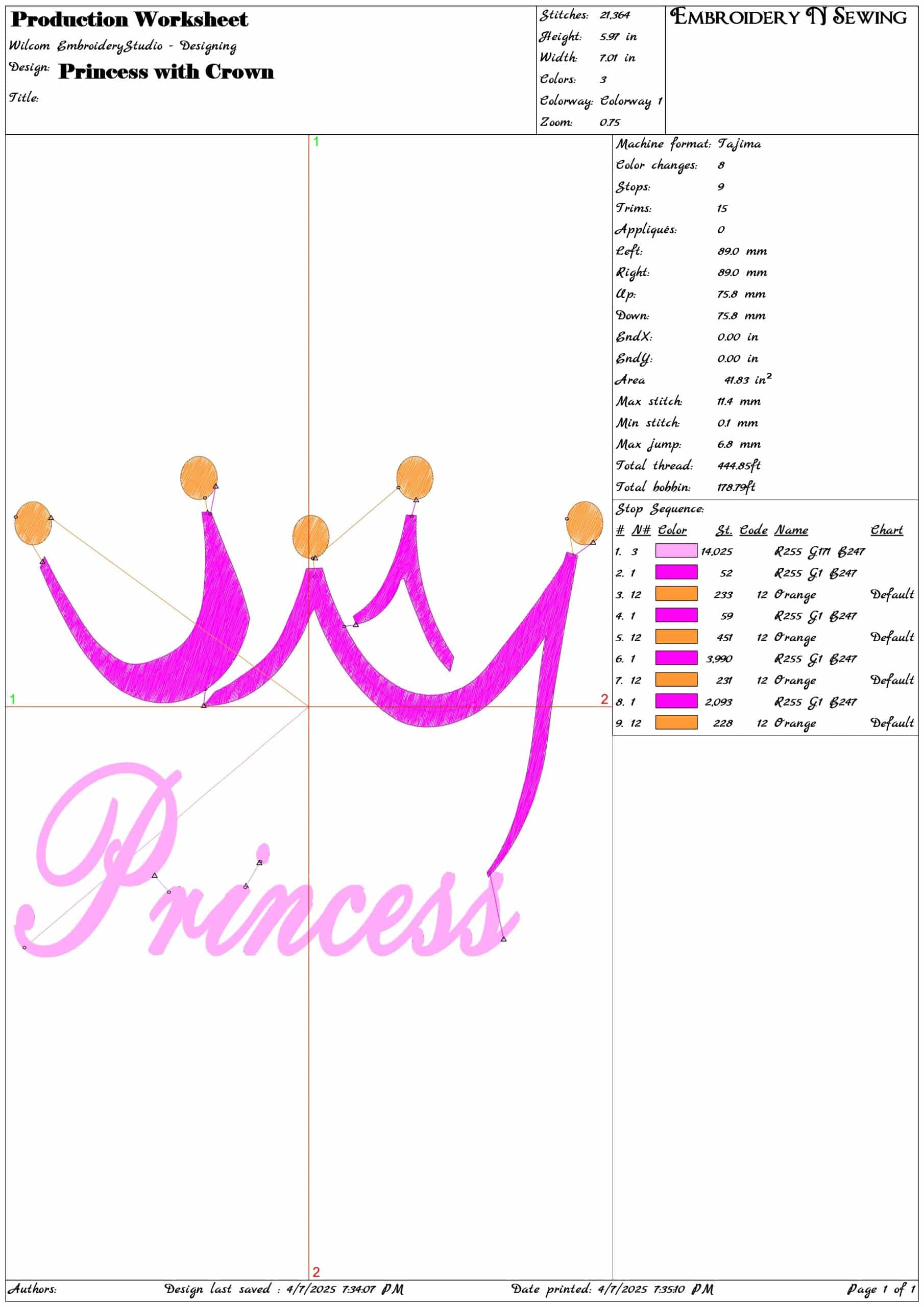 Princess with Crown- Elegant embroidery design file - instant download — view 3