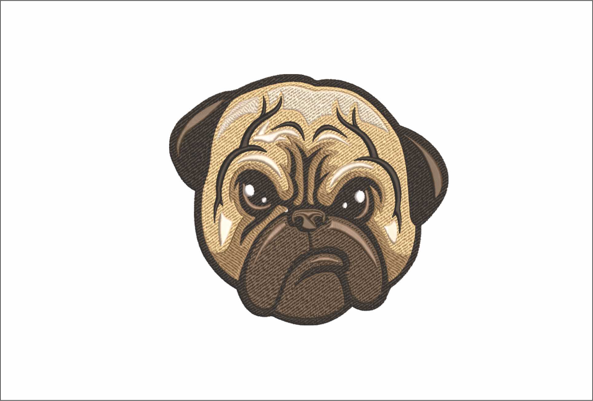 Pug Face- Elegant embroidery design file - instant download