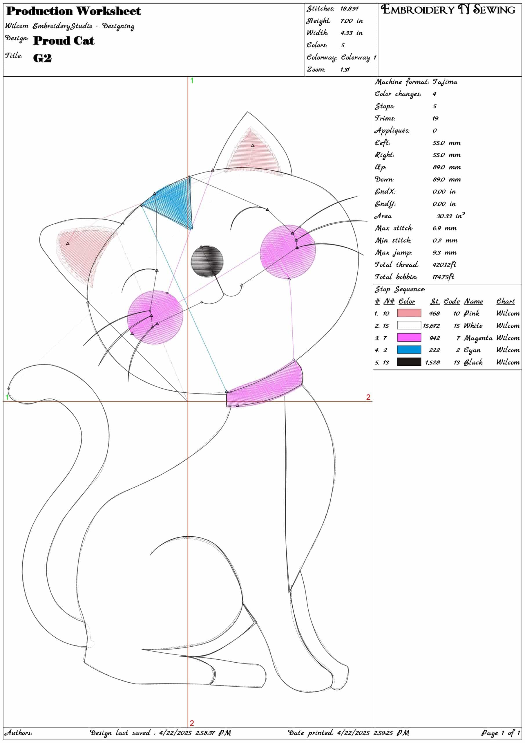 Proud Cat- Elegant embroidery design file - instant download — view 3
